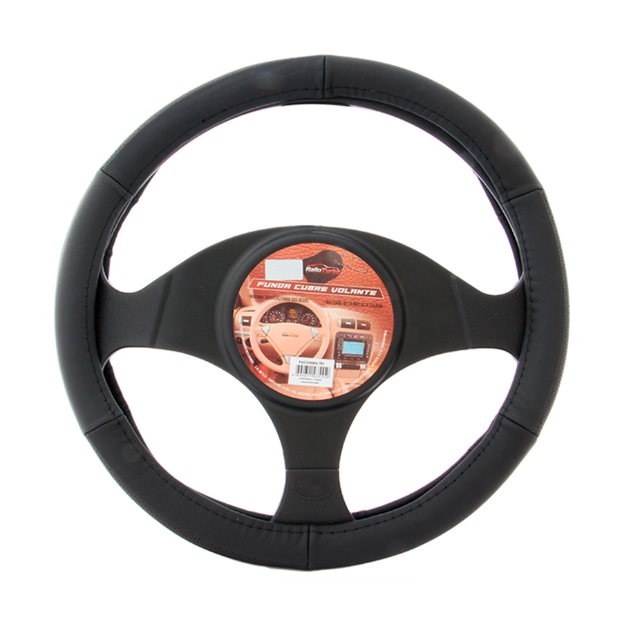 FUNDA DE VOLANTE M 38cm PIEL GENUINA NEGRA