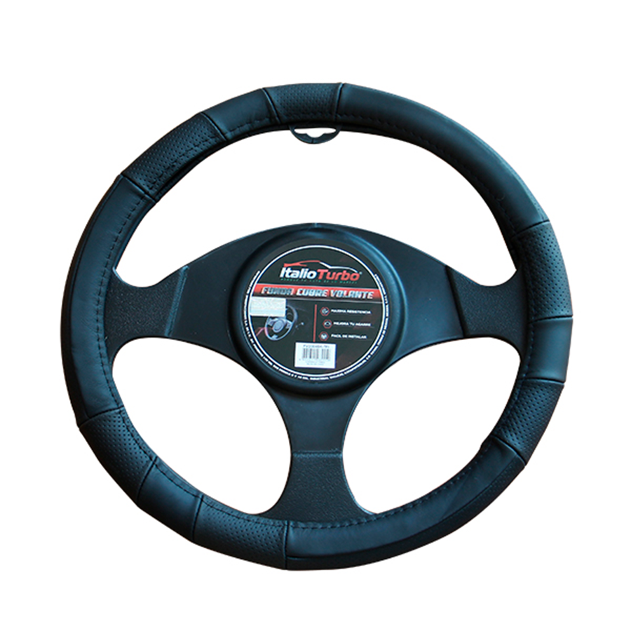 FUNDA DE VOLANTE PIEL GENUINA NEGRA M" 38CM 060601
