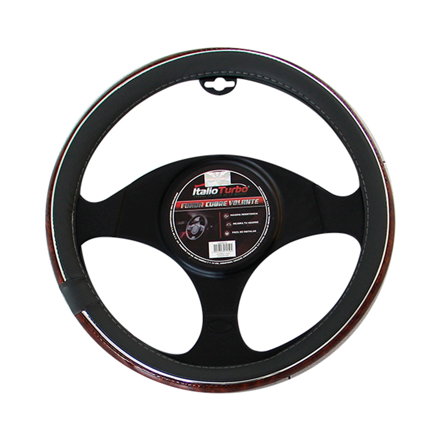 FUNDA DE VOLANTE M 38cm VINIPIEL GRIS MADERA