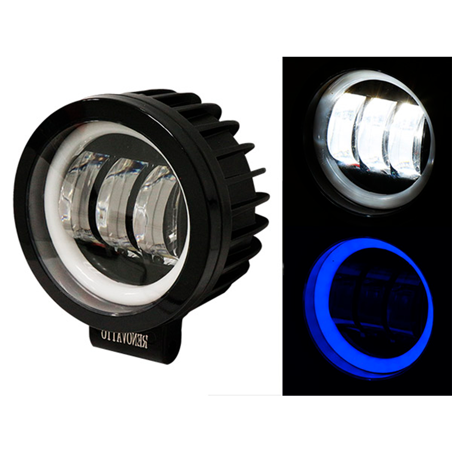 FARO DE NIEBLA 3 LED CON ESTROBO ARILLO AZUL