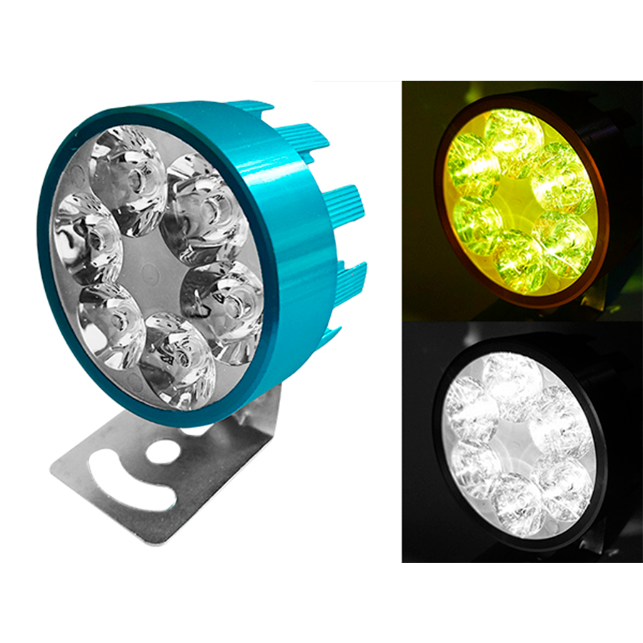 FARO NEBLINERO 6 LED BLANCO AMBAR CON ESTROBO BASE AZUL