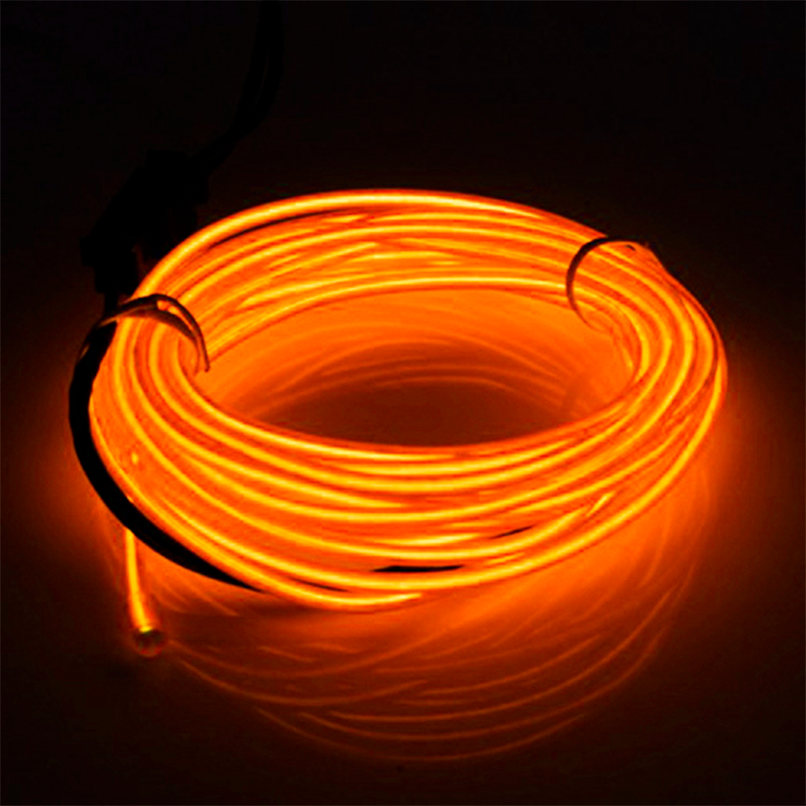HILO DE NEON FLEXIBLE 3 mts NARANJA