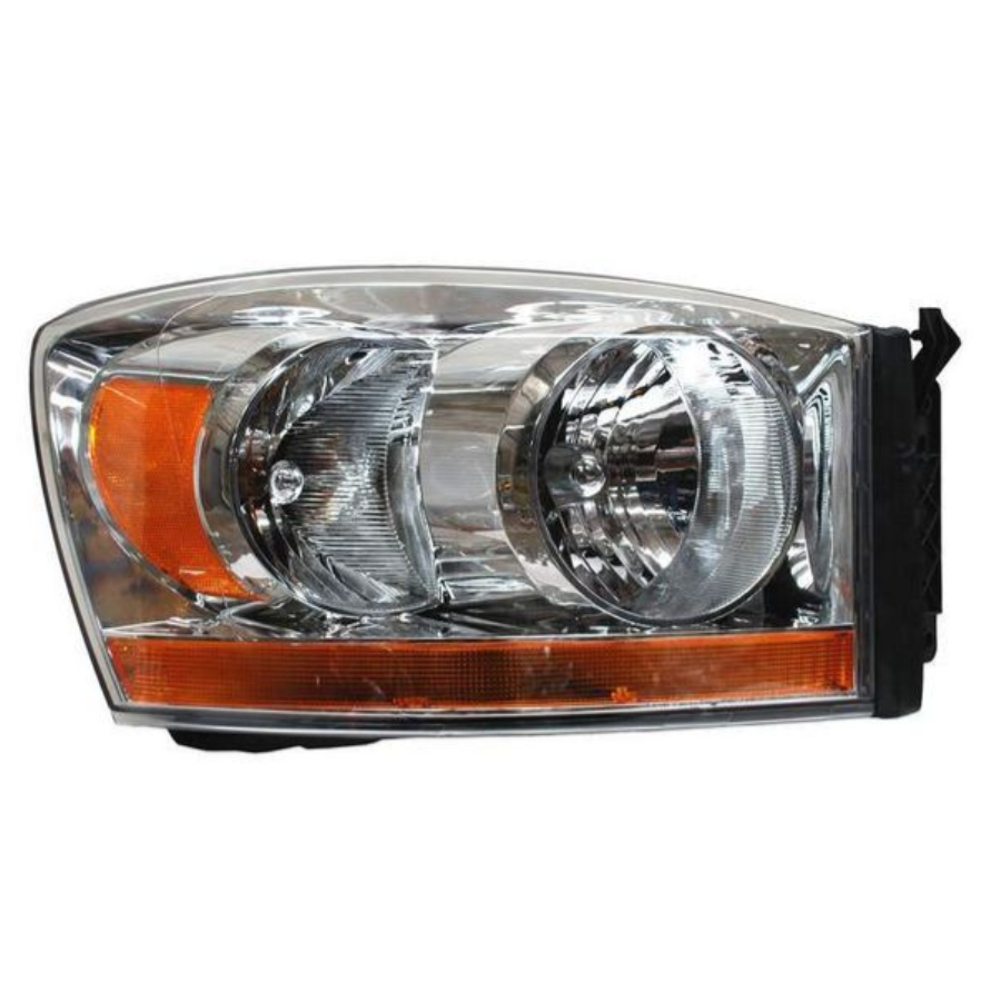 FARO DODGE PU 06-08 C/FRANJA AMBAR FONDO CROMADO TYC IZQ