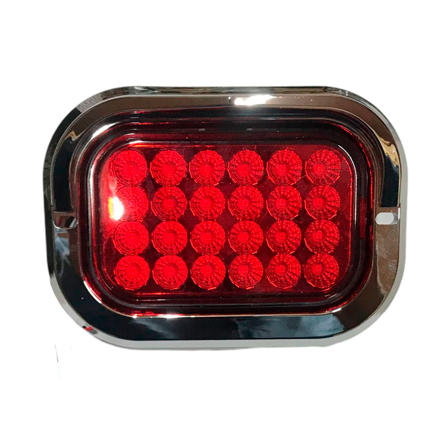 PLAFON EMB RECTANGULAR CROMO CON VISERA 24 LED CON ESTROBO ROJO