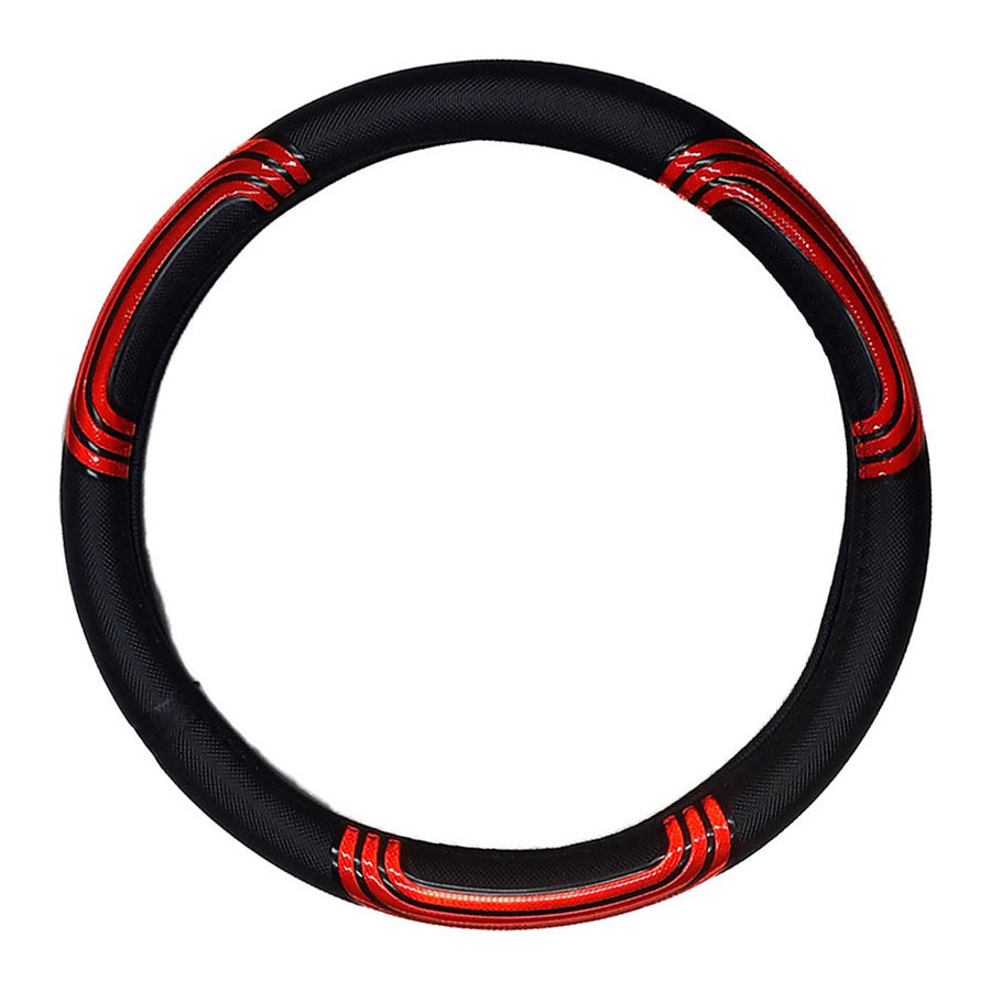 FUNDA VOLANTE VINIL NEGRO ROJO