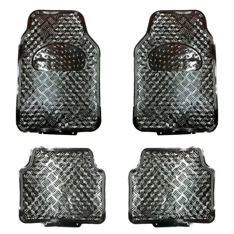 TAPETE METALIZADO NEGRO CHAROL 3 pzas