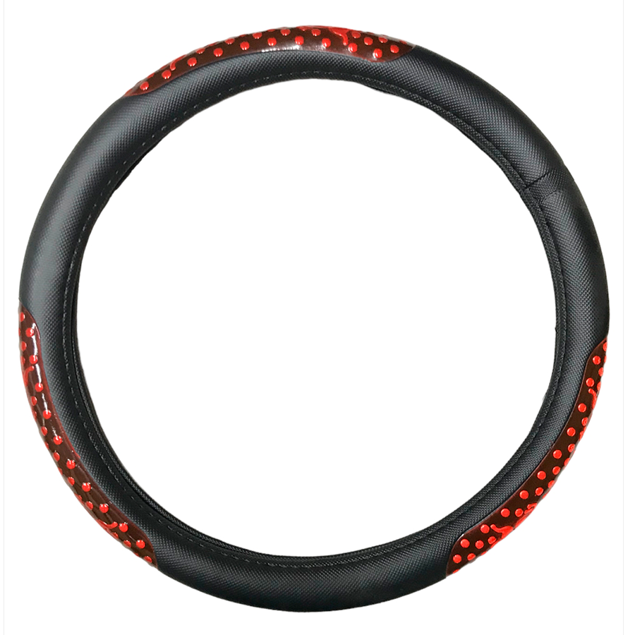 FUNDA VOLANTE NEGRA C/REFLEJANTE ROJO..