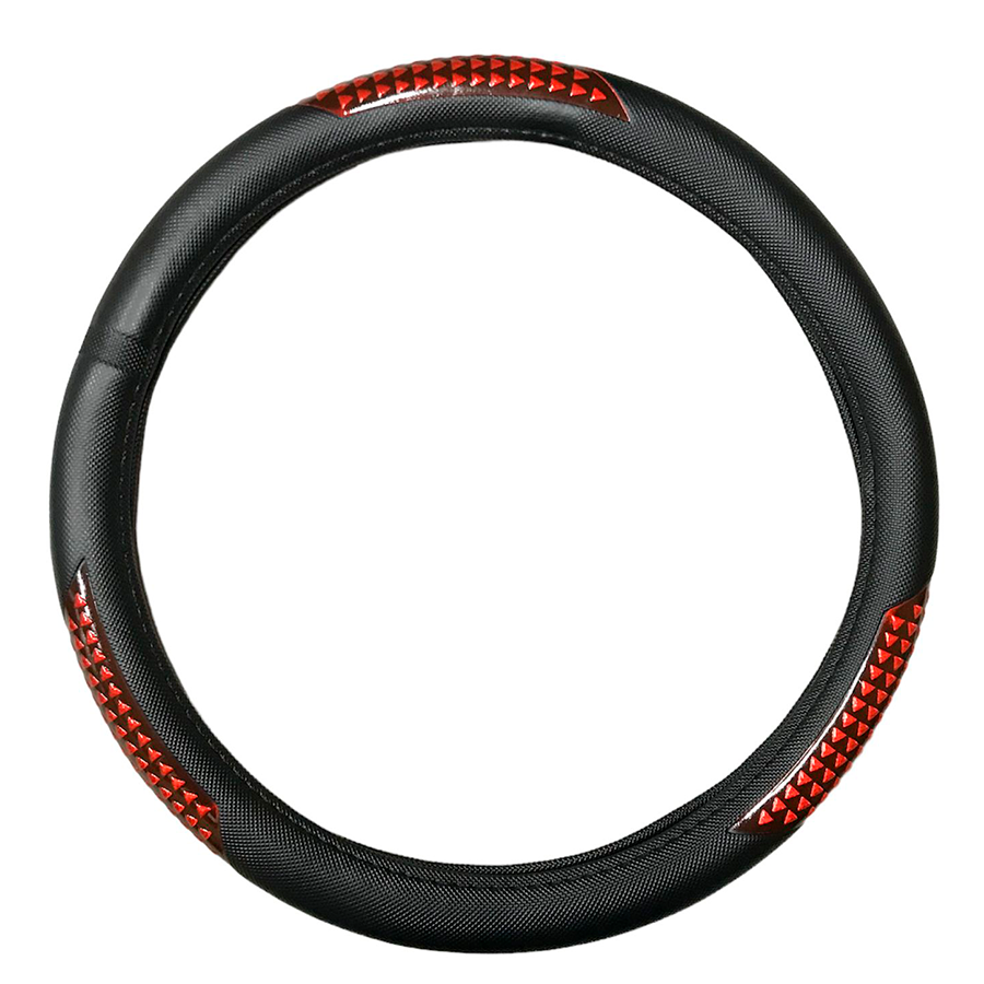 FUNDA DE VOLANTE NEGRA C/REFLE ROJO