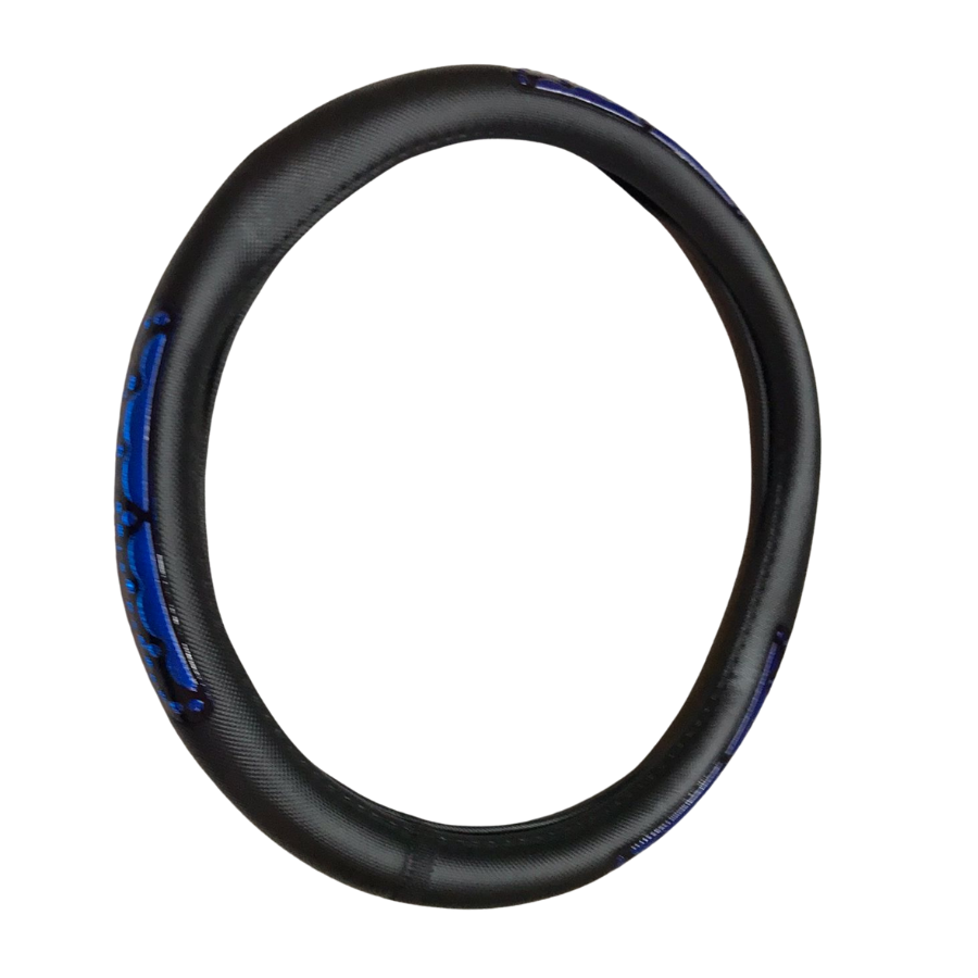 CUBRE VOLANTE NEGRA C/REFLEJANTE AZUL 1