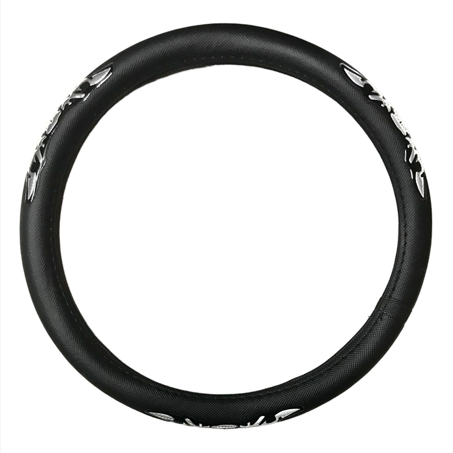 FUNDA VOLANTE NEGRA C/REFLE PLATA