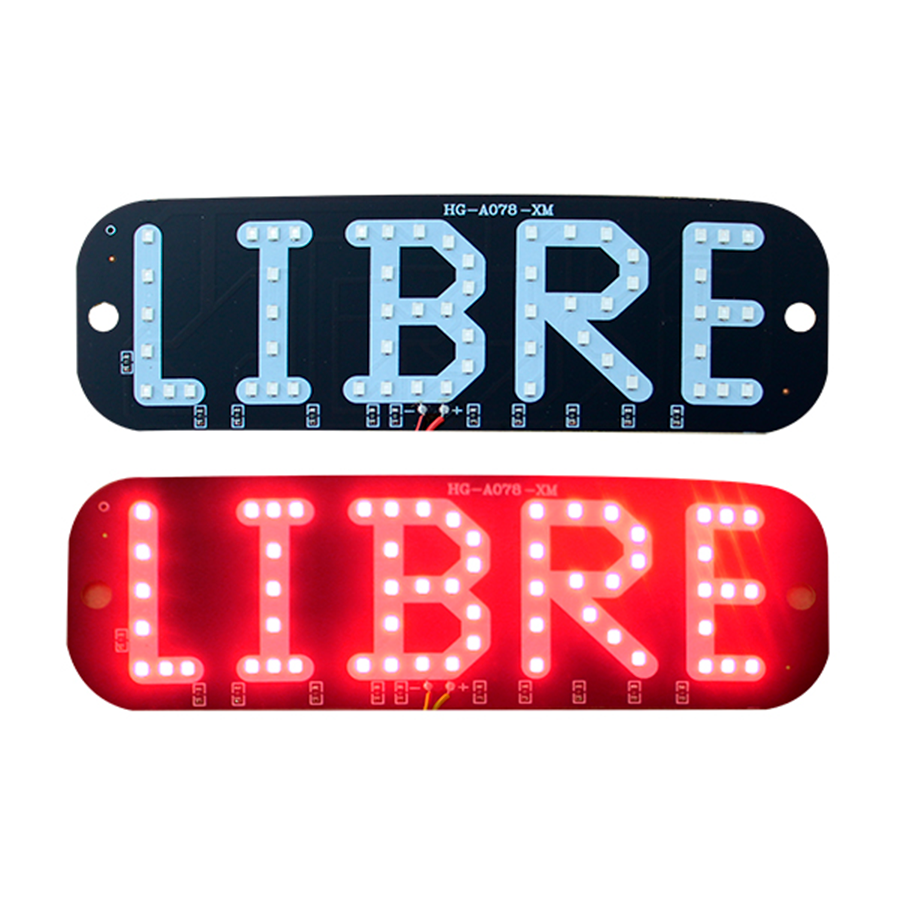 LETRERO LIBRE CON VENTOSAS LUZ LED ROJO