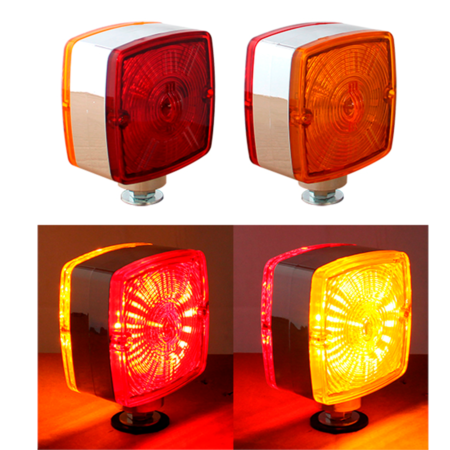 DIRECCIONAL CUADRADA CHICA 48 LED FIJO Y ESTROBO12-24V MICA CON CENTRO