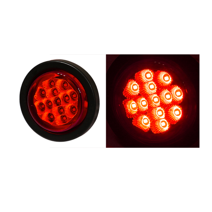 PLAFON REDONDO 2.5" DE HULE 13 LED ROJO 12-24V