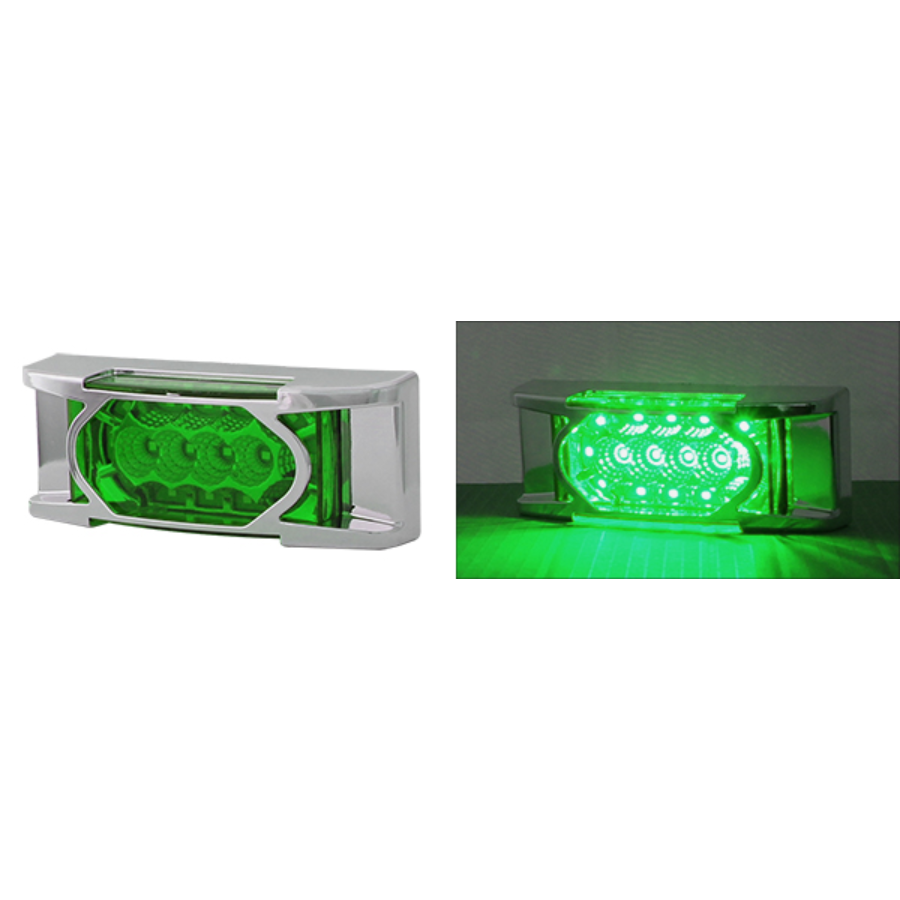 PLAFON RECTANGULAR CROMO 16 LED CON ESTROBO VERDE 12-24V %DES.