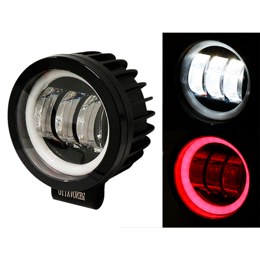 FARO DE NIEBLA 3 LED CON ESTROBO ARILLO ROJO