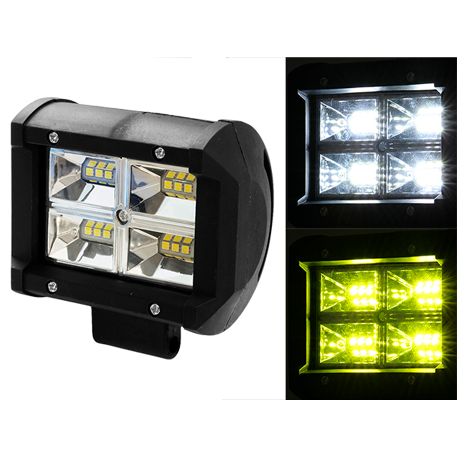 FARO DE NIEBLA PVC 12 LED FIJO + ESTROBO BLANCO AMBAR