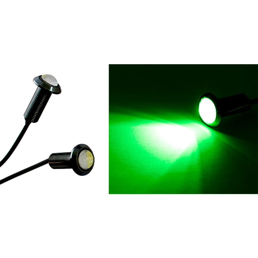 FOCO LED OJO DE AGUILA NEGRO CON ESTROBO VERDE