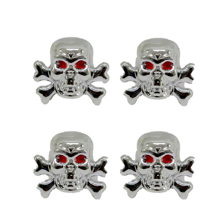 TAPON CROMADO CALAVERA VALVULA 4 PZAS